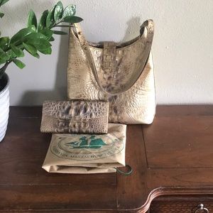 BRAHMIN croc handbag & matching wallet